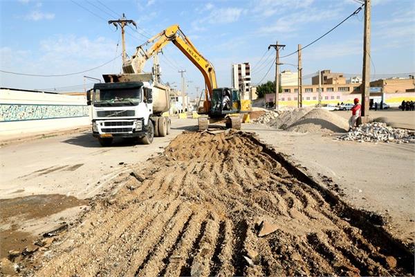 روند اجرایی پروژه فاضلاب اهواز در خیابان معرفت