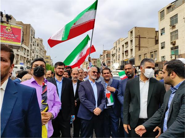 حضور کارکنان شرکت آبفا خوزستان در تجمع عظیم مردمی حمایت از مردم غزه